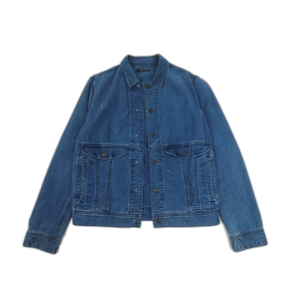 THEORY Sorin Denim Shirt Jacket Minimal Boho Western Indie Casual Hipster Biker